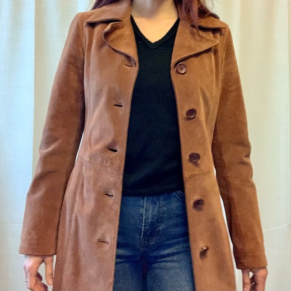 Dolce and Gabbana Brown Suede Trench Coat Size 40. - Picture 4 of 15